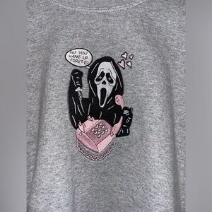 Scream/ghost face embroidered sweatshirt